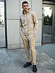Спортивний костюм чоловічий замшевий бежевий весна-осінь кофта з капюшоном Розміри: S, M, L, XL, фото 4
