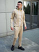 Спортивний костюм чоловічий замшевий бежевий весна-осінь кофта з капюшоном Розміри: S, M, L, XL, фото 6
