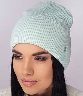 Молодіжна шапка із тонкої кашемірової пряжі «Сфера» у кольорі м'ята.