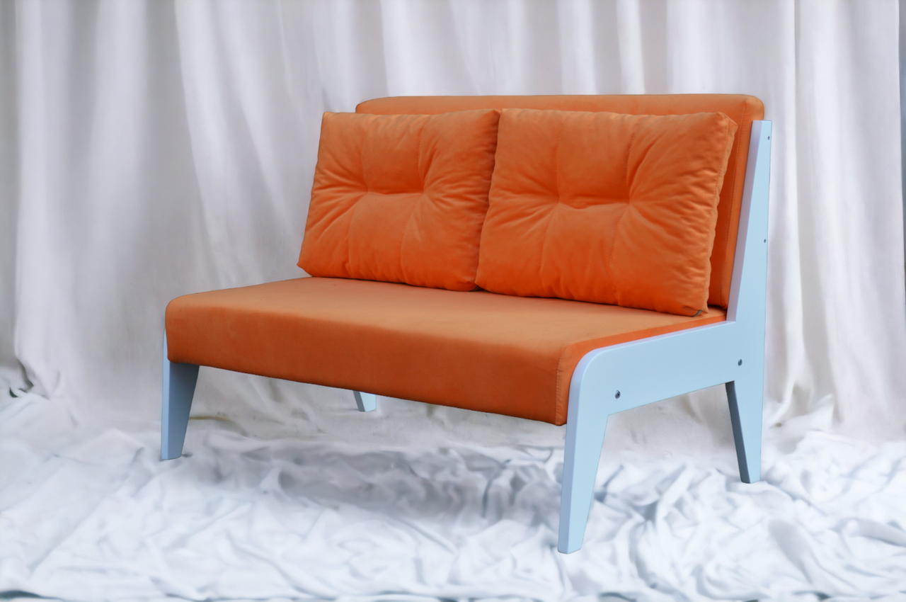 Розбірний диван для дому, салону, кафе, бару в стилі ЛАУНЖ (помаранчевий з білим) - фото 5 - id-p1973438586
