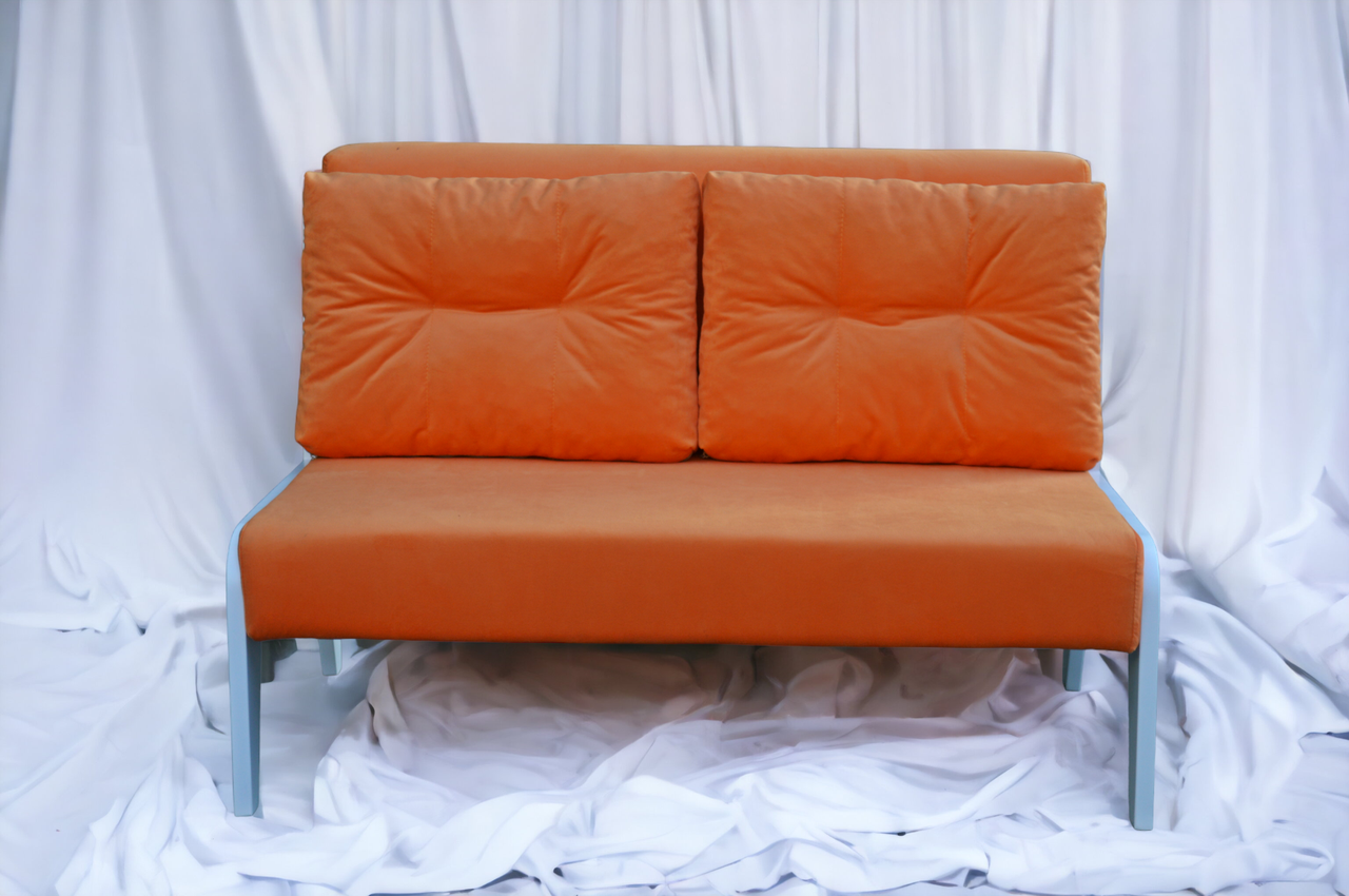Розбірний диван для дому, салону, кафе, бару в стилі ЛАУНЖ (помаранчевий з білим) - фото 6 - id-p1973438586