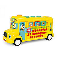 Музыкальная детская развивающая игрушка Школьный автобус Hola на английском языке, на батарейках, желтый