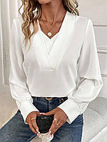 Женская стильная Блуза офисная с длинным рукавом | Классическая Блузка прямого кроя, софт | Норма и батал