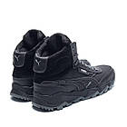 Чоловічі теплі шкіряні черевики з натурального хутра Puma Black, зимові високі кросівки з хутром, фото 6