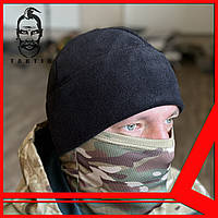 Зимова флісова шапка Tactic тактична шапка чорна, тепла військова шапка (tac-reis-black)