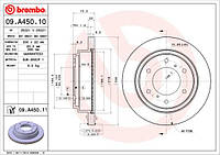 Диск гальмівний ЗАДН MITSUBISHI PAJERO CLASSIC, SPORT,SPACE WAGON 2.0I-3.2DI-D 16V 01.09-,05.05- 09.A450.11