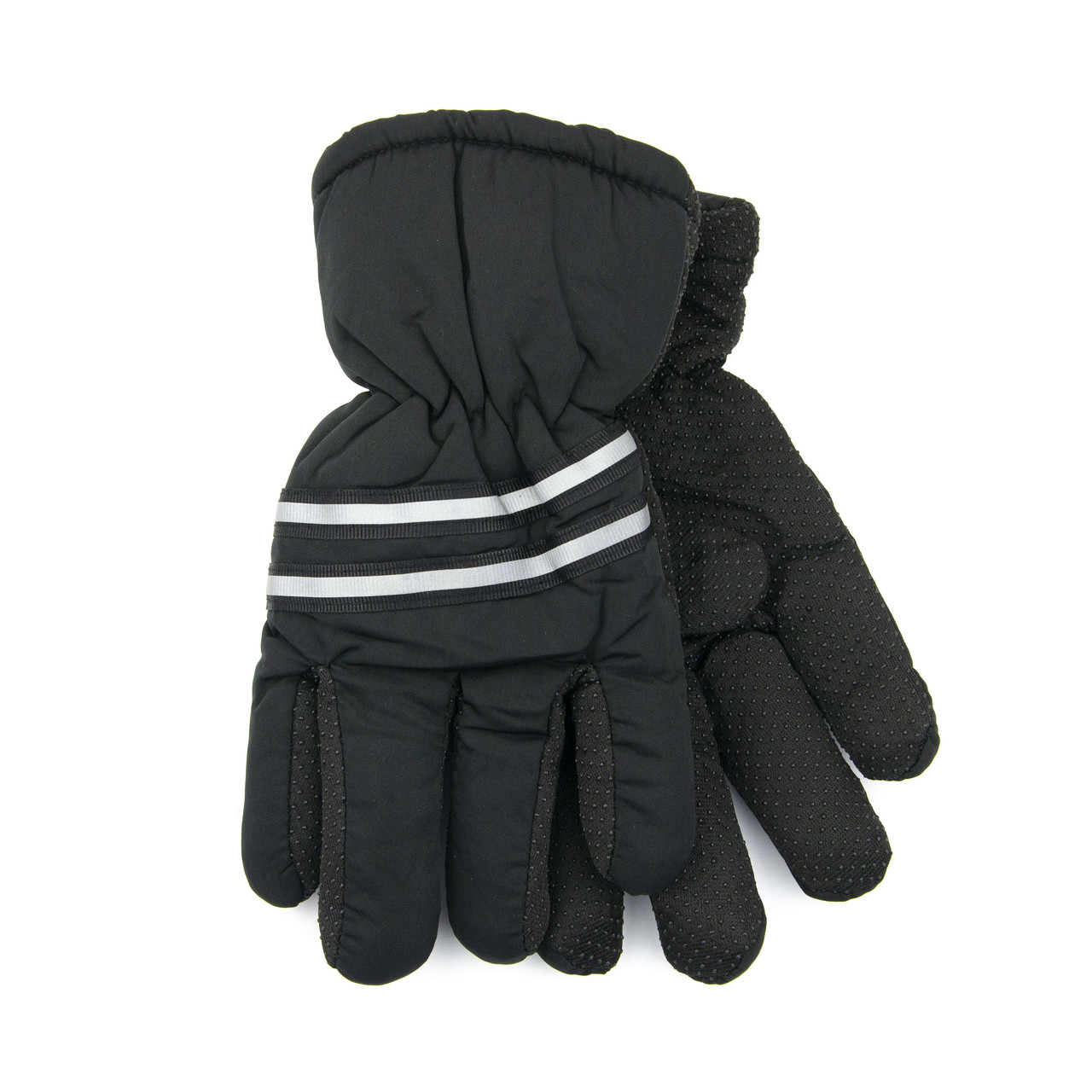 Оптом підліткові болоньєві рукавички на гумці з хутряною підкладкою (арт. 23-16-13) чорний