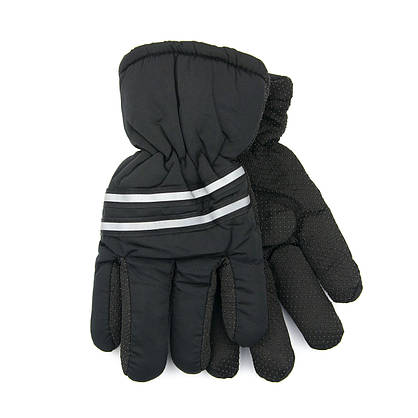 Оптом підліткові болоньєві рукавички на гумці з хутряною підкладкою (арт. 23-16-13) чорний, фото 4