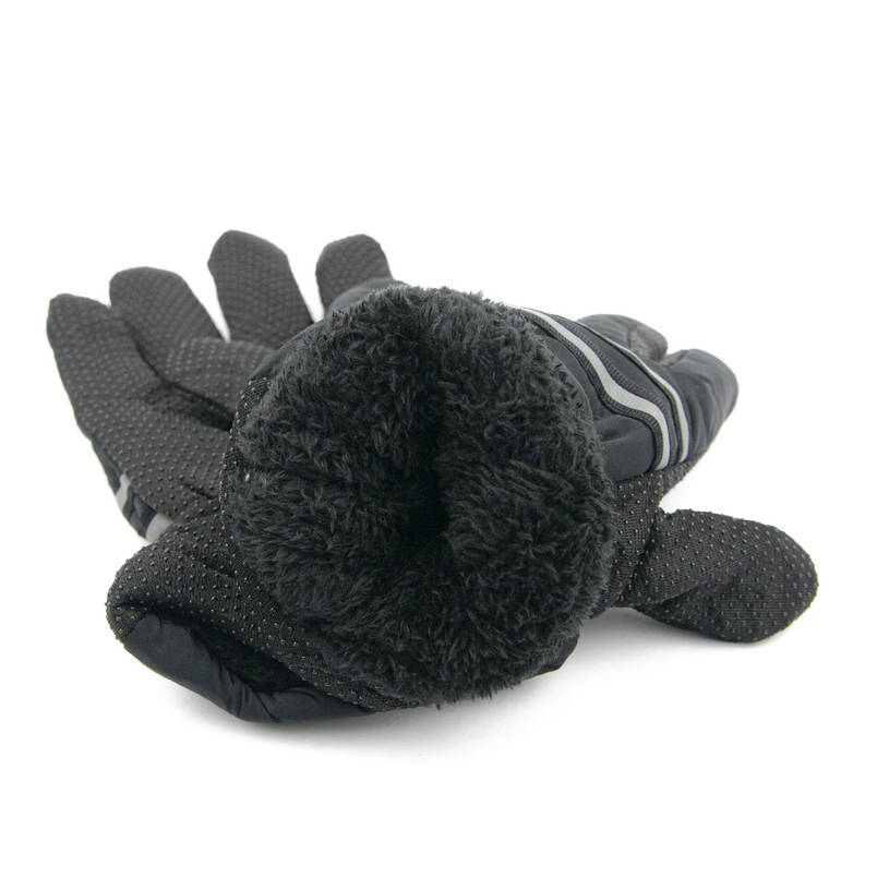 Оптом підліткові болоньєві рукавички на гумці з хутряною підкладкою (арт. 23-16-13) чорний, фото 2