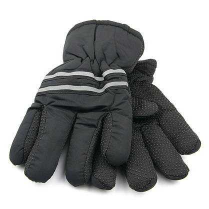 Оптом підліткові болоньєві рукавички на гумці з хутряною підкладкою (арт. 23-16-13) чорний, фото 3