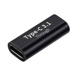 Адаптер перехідник прямий USB Type-С 3.1 F/F 10Gbps eXpert Type-2 Black, метал, фото 1
