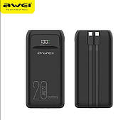 Портативна батарея Power Bank Awei P169K 20000 mAh 22.5 W з 2 кабелями Black (P169K)