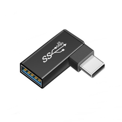 Кутовий перехідник адаптер USB Type-С 3.1 — USB (M/F) 10Gbps eXpert Type-7 Black, метал