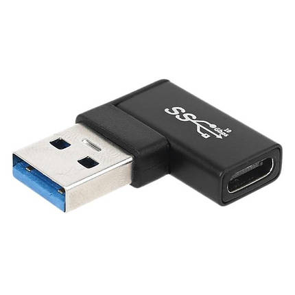 Перехідник кутовий USB Male — Type-С 3.1 Female 10Gbps eXpert Type-8 Black (метал), фото 2