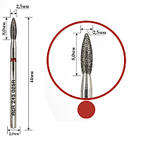 Фреза алмазная RcR - пламя острое 243 025R диаметр 2,5 мм, красная