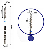 Фреза алмазная RcR - пламя острое торнадо 243 LX 023B диаметр 2,3 мм, синяя