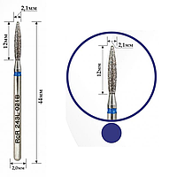 Фреза алмазная RcR - пламя удлиненное острое 243L 021B диаметр 2,1 мм, синяя