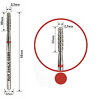 Фреза алмазная RcR - пламя закругленное торнадо 244 LX 023R диаметр 2,3 мм, красная