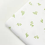 Тканина бязь "Зелені гілочки" на білому тлі № 2037, фото 7