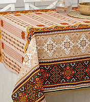 Скатертина лляна з українською вишивкою на великий стіл