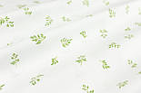 Тканина бязь "Зелені гілочки" на білому тлі № 2037, фото 3