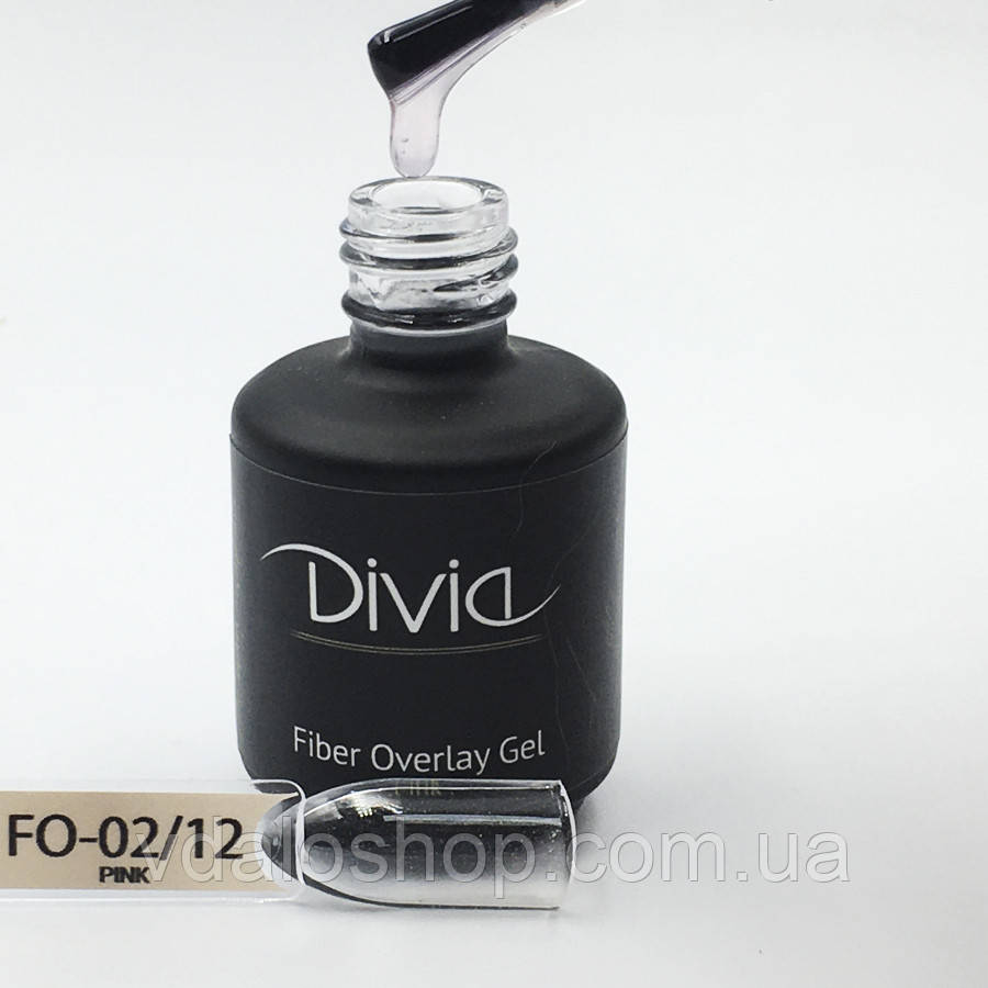 Divia - Базове покриття з волокнами Fiber Overlay Gel (FO12 - Pink) (15 мл)