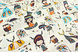 Тканина бавовняна "Маленькі індіанці" на молочному тлі №711, фото 3