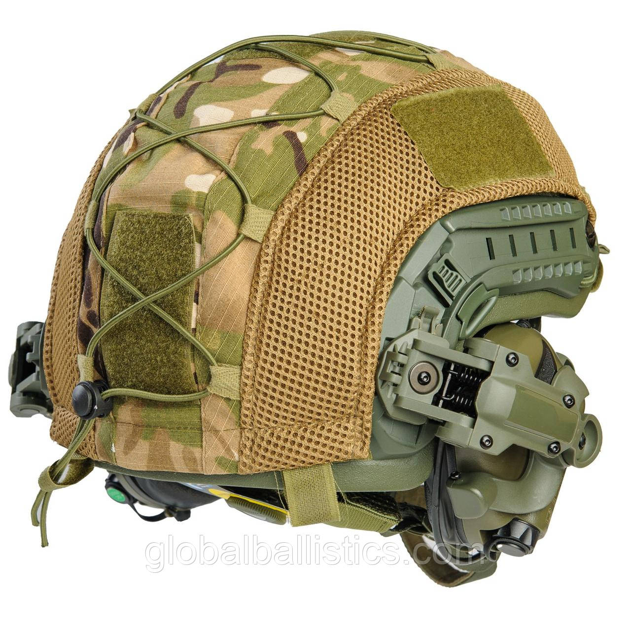 Тактический Шлем Каска Военный Баллистический FAST WENDY от GLOBAL BALLISTICS олива в кавере с наушниками M32H - фото 8 - id-p1823427553