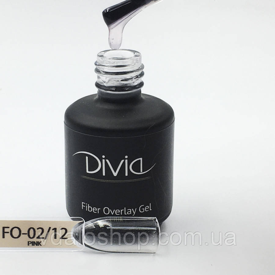 Divia - Базове покриття з волокнами Fiber Overlay Gel (FO02 - Pink) (8 мл)