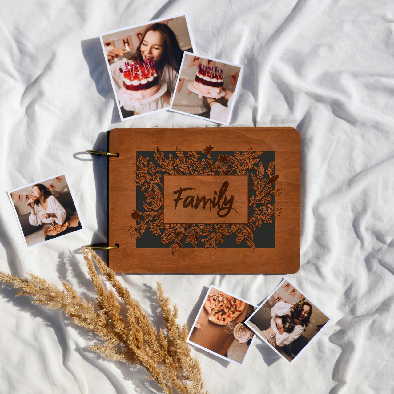 Альбом для фотографій дерев'яний/ фотоальбом на подарунок  /  крафтбук "family"