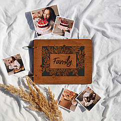 Альбом для фотографій дерев'яний/ фотоальбом на подарунок  /  крафтбук "family"