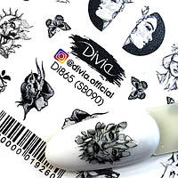 Наклейки на ногти Divia Слайдер дизайн на белой подложке Di865 №SB090