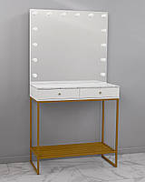 Робоче місце Візажиста VM733 каркас метал золото ДСП Swisspan Білий (Velmi TM)