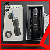 Подарочная зажигалка фонарик Lighter фонарь - зажигалка с турбонаддувом и jet пламя Черный (33698-black)