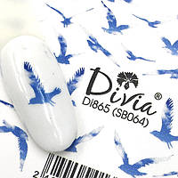 Наклейки на ногти Divia Слайдер дизайн на белой подложке Di865 №SB064