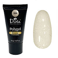 Divia Гель акриловый для наращивания ногтей с шиммером Polygel Shimmer Di907 №008, 30 мл