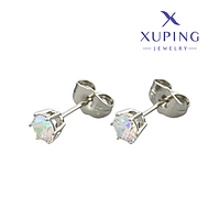 Сережки з цирконієм Xuping родій, камінь 7мм