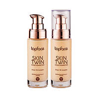 Тональная основа TopFace Skin Twin Cover PT464 №002 Light Rose Beige 32 мл. Тональный крем с SPF20 увлажняющий