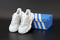 Женские демисезонные серо-белые кроссовки Adidas Ozweego (адидас озвиго) 12172