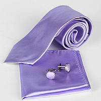 Сиреневый набор Gofin галстук 8 см, платок, запонки GZL-3606