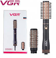 Фен щітка гребінець для укладання волосся VGR 650 Вт, 2 насадки