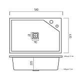 Кухонна мийка Platinum Handmade 5843 В HSB квадратний сифон 3,0/1,0, фото 6