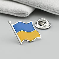 Брошь булавка Флаг Украина 40021 размер 15х15 мм эмаль разноцветная вес 1.9 г Cталь