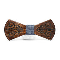 Деревянная галстук бабочка Gofin с узором темная GBDH-8084