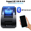 Термопринтер POS чековий принтер GP58H 58 мм. Бездротовий Pos принтер з Bluetooth для Android iOS Windows, фото 4
