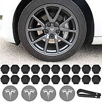 Набір ковпачків на гайки та заглушок на маточину для Tesla Model 3/S/X/Y Grey