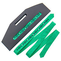 Тонкий галстук с вышивкой зеленый №834 LN-2132