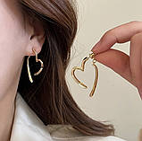 Жіночі сережки сердечка в позолоті, фото 3
