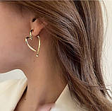 Жіночі сережки сердечка в позолоті, фото 2