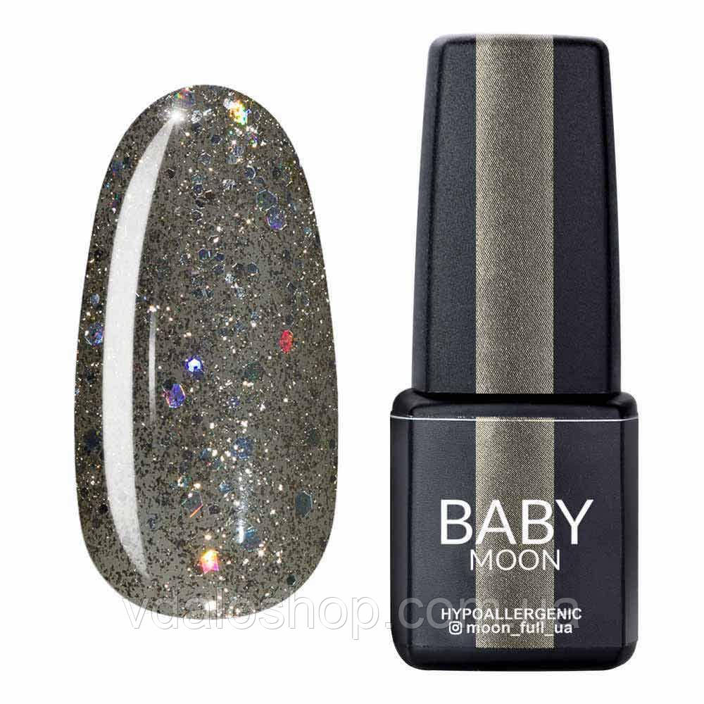 Baby Moon Гель-лак Dance Diamond №21 (сріблясто-оливковий з різнокольоровим гліттером)
